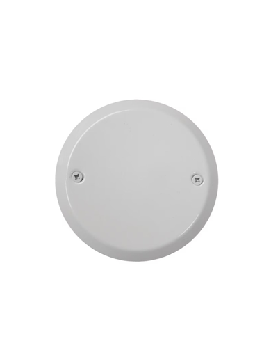 5 IN. ROUND BLANK ELECTRICAL BOX COVER IN WHITE ENAMEL FINISH